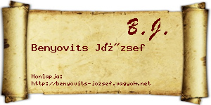 Benyovits József névjegykártya